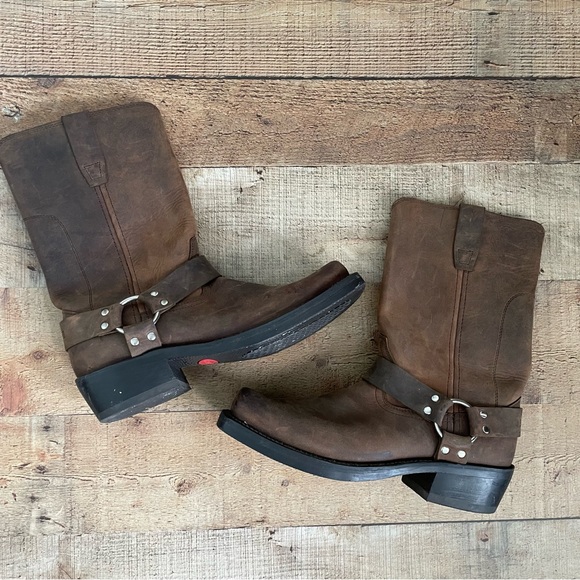Durango Other - Durango Distressed Brown Harness Square Toe Boots Men's Size 10
